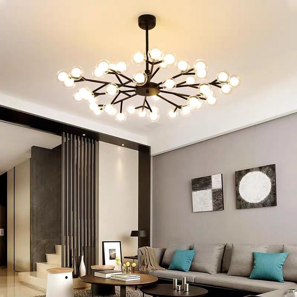 Modern Glass Cluster LED Chandelier 45 Light Contemporary Ceiling Fixture for Luxury Living Spaces