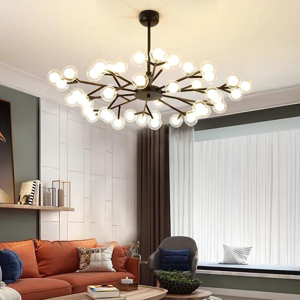 Modern Glass Cluster LED Chandelier 45 Light Contemporary Ceiling Fixture for Luxury Living Spaces