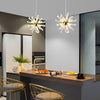 Modern Glass Dandelion Fireworks Pendant Light Gold Bronze Flower Chandelier 3 Step Dimming