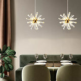 Modern Glass Dandelion Fireworks Pendant Light Gold Bronze Flower Chandelier 3 Step Dimming
