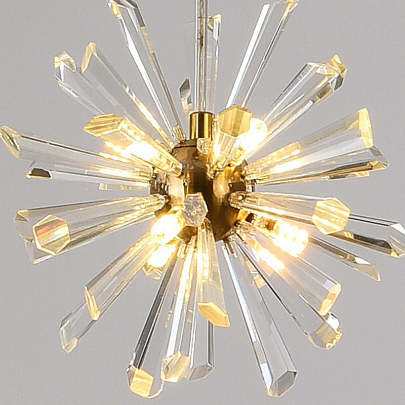 Modern Glass Dandelion Fireworks Pendant Light Gold Bronze Flower Chandelier 3 Step Dimming