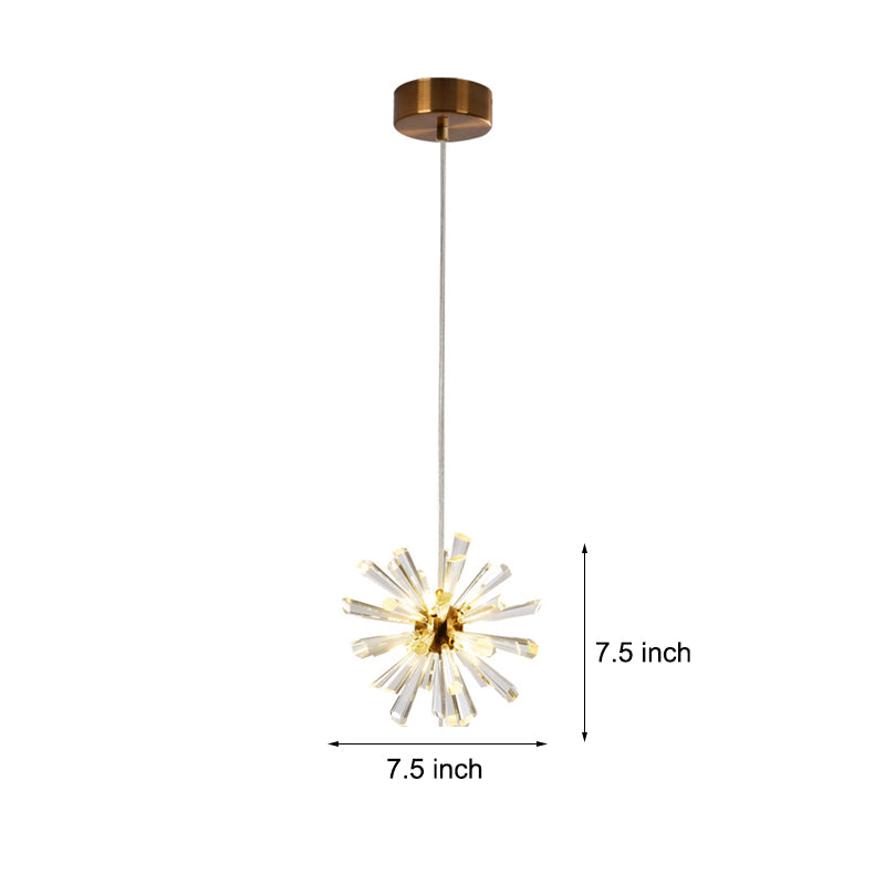 Modern Glass Dandelion Fireworks Pendant Light Gold Bronze Flower Chandelier 3 Step Dimming