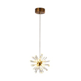 Modern Glass Dandelion Fireworks Pendant Light Gold Bronze Flower Chandelier 3 Step Dimming