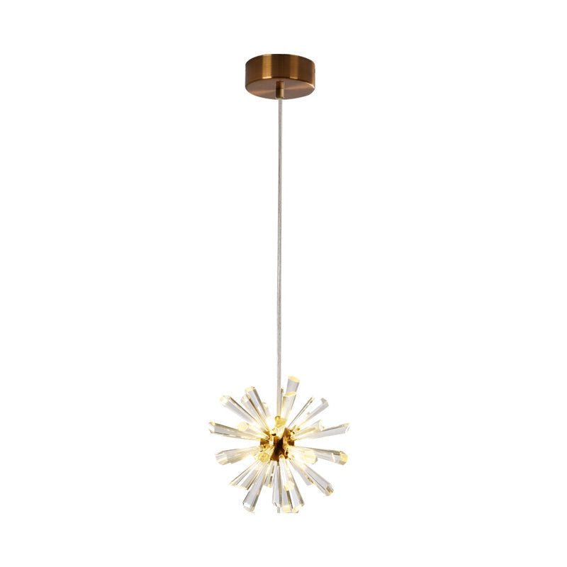 Modern Glass Dandelion Fireworks Pendant Light Gold Bronze Flower Chandelier 3 Step Dimming
