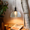 Modern Glass Dome Hanging Ceiling Light Vintage 1 Light Bowl Pendant Fixture for Bedroom