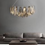 Modern Glass Feather Chandelier with 3 Step Dimming for Luxury Living and Dining Rooms