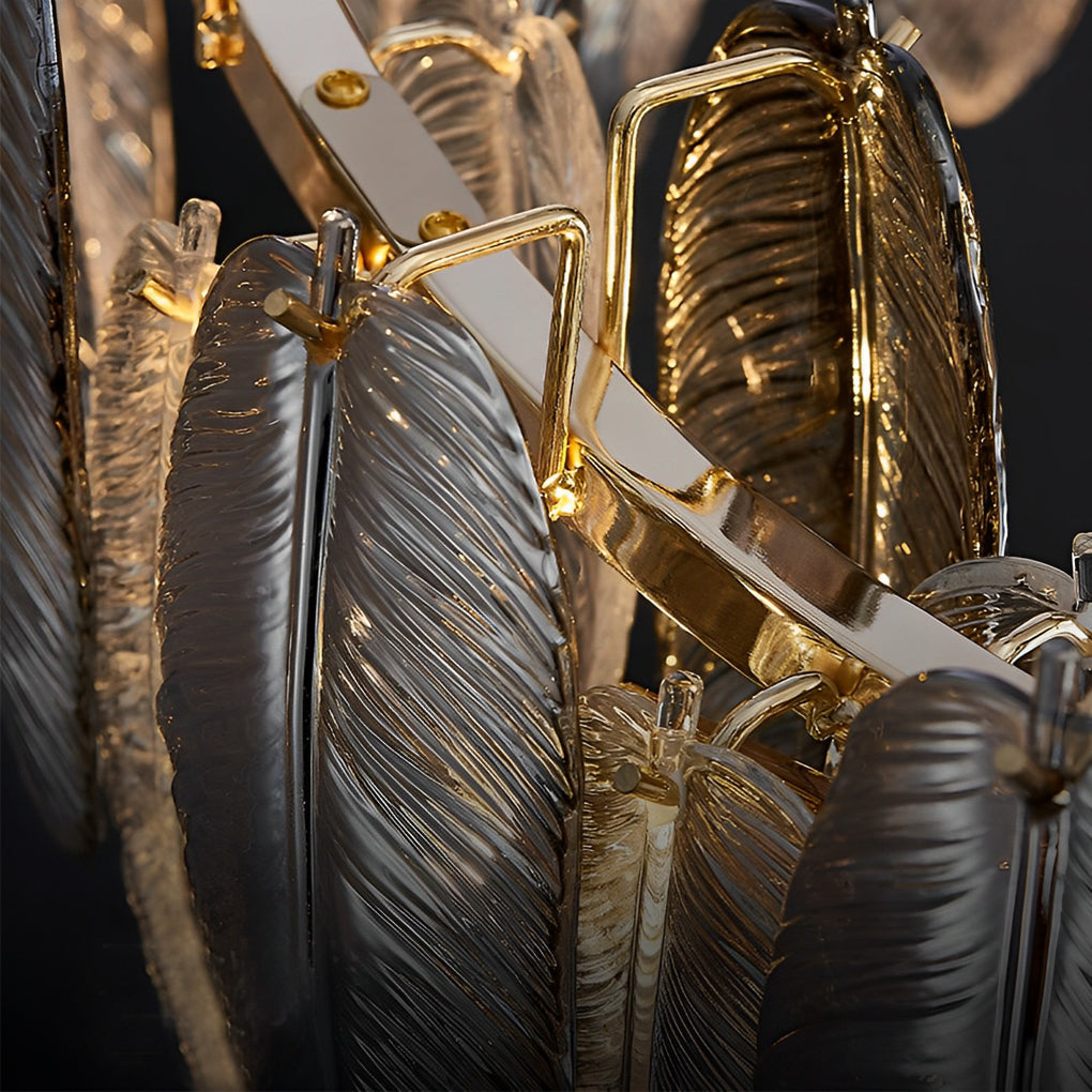 Modern Glass Feather Chandelier with 3 Step Dimming for Luxury Living and Dining Rooms