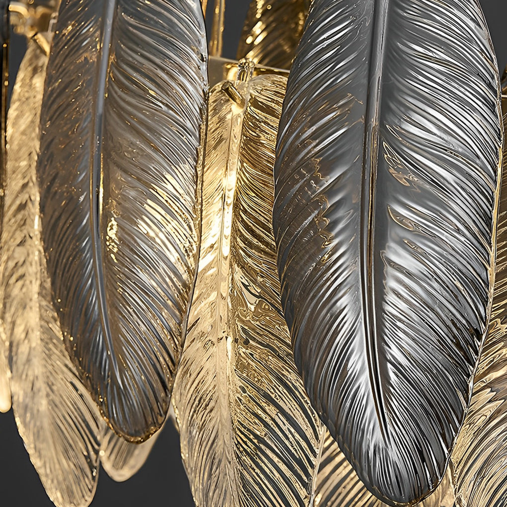 Modern Glass Feather Chandelier with 3 Step Dimming for Luxury Living and Dining Rooms