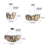 Modern Glass Feather Chandelier with 3 Step Dimming for Luxury Living and Dining Rooms