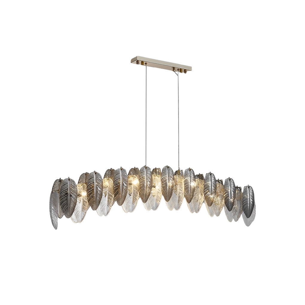 Modern Glass Feather Chandelier with 3 Step Dimming for Luxury Living and Dining Rooms