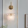 Modern Glass Feather Wall Light Copper Finish 3 Step Dimming Sconce for Bedroom Living Room