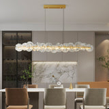 Modern Glass Flower Petal Halo Chandelier Brass LED Pendant Ceiling Light