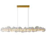 Modern Glass Flower Petal Halo Chandelier Brass LED Pendant Ceiling Light