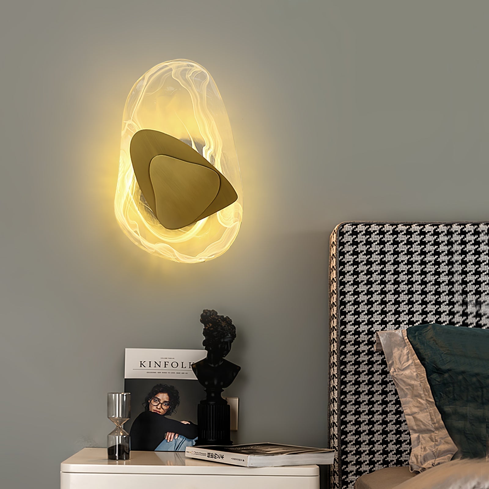 Modern Glass Globe and Metal LED Wall Sconce Set of 2 for Living Room and Bedroom Lighting