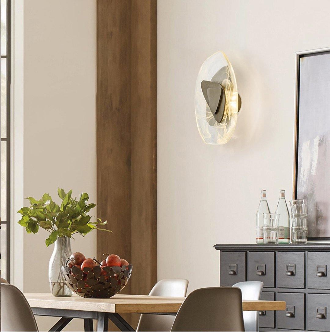 Modern Glass Globe and Metal LED Wall Sconce Set of 2 for Living Room and Bedroom Lighting