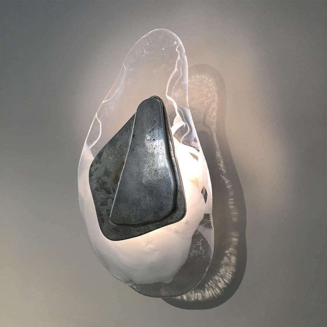 Modern Glass Globe and Metal LED Wall Sconce Set of 2 for Living Room and Bedroom Lighting