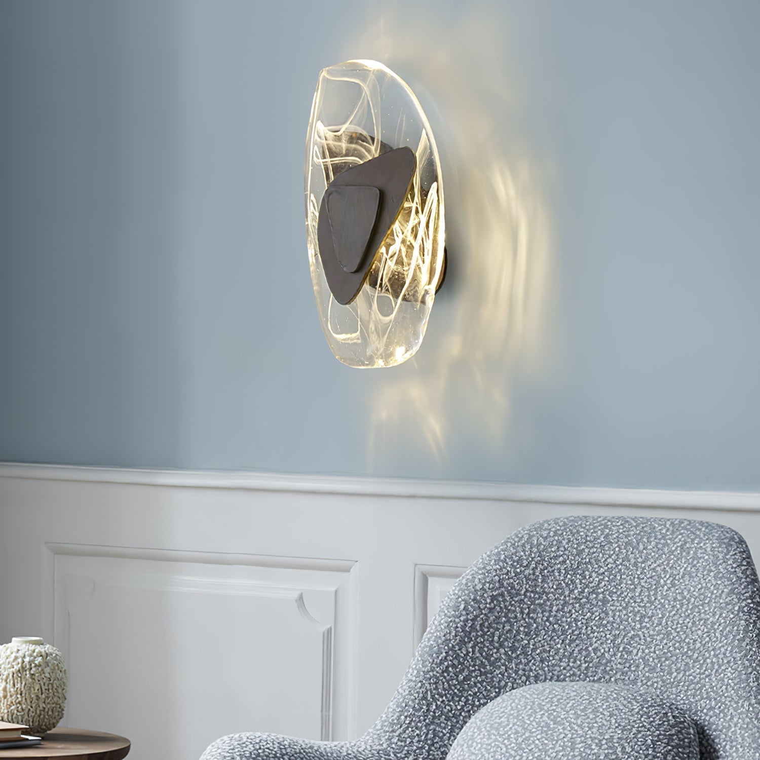 Modern Glass Globe and Metal LED Wall Sconce Set of 2 for Living Room and Bedroom Lighting