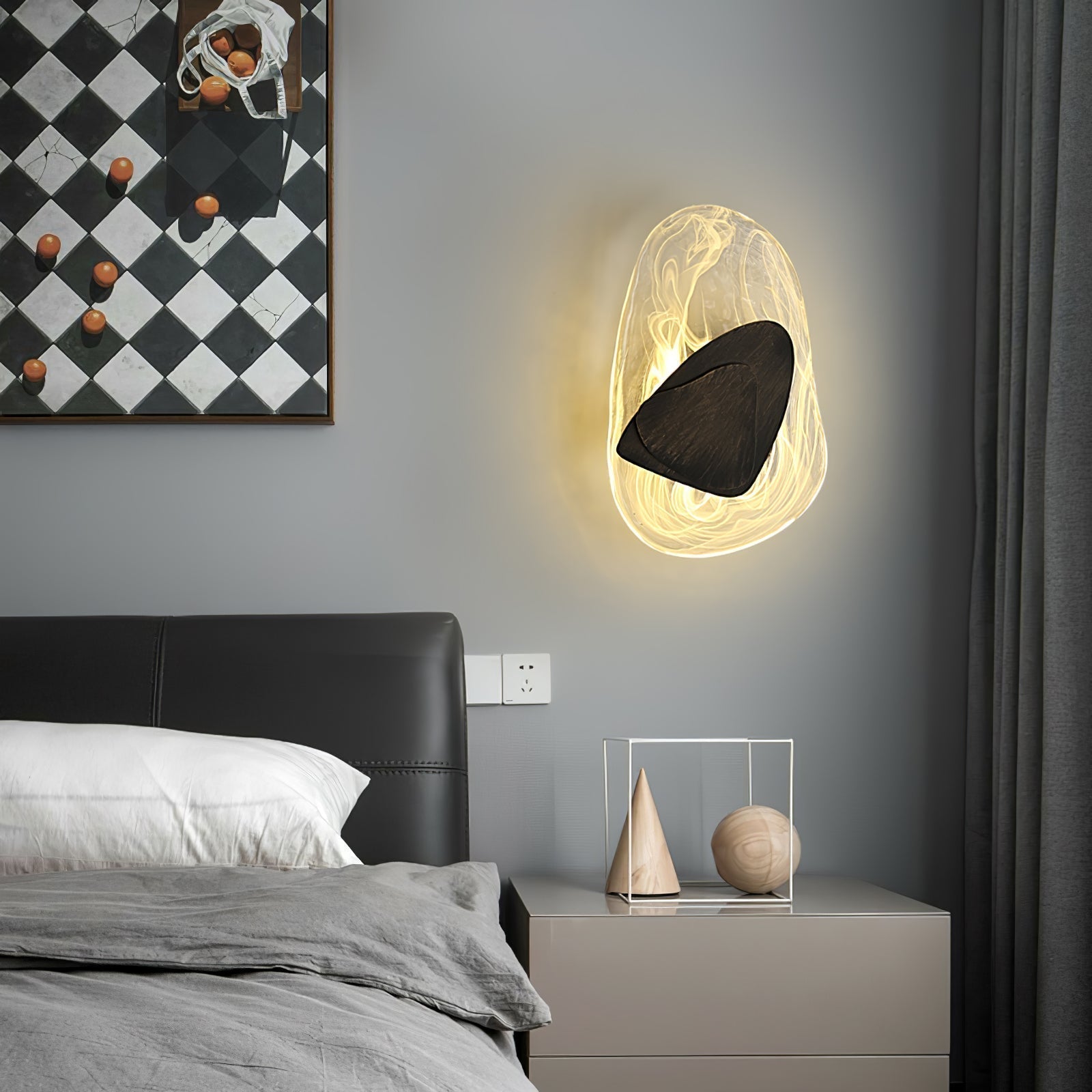 Modern Glass Globe and Metal LED Wall Sconce Set of 2 for Living Room and Bedroom Lighting