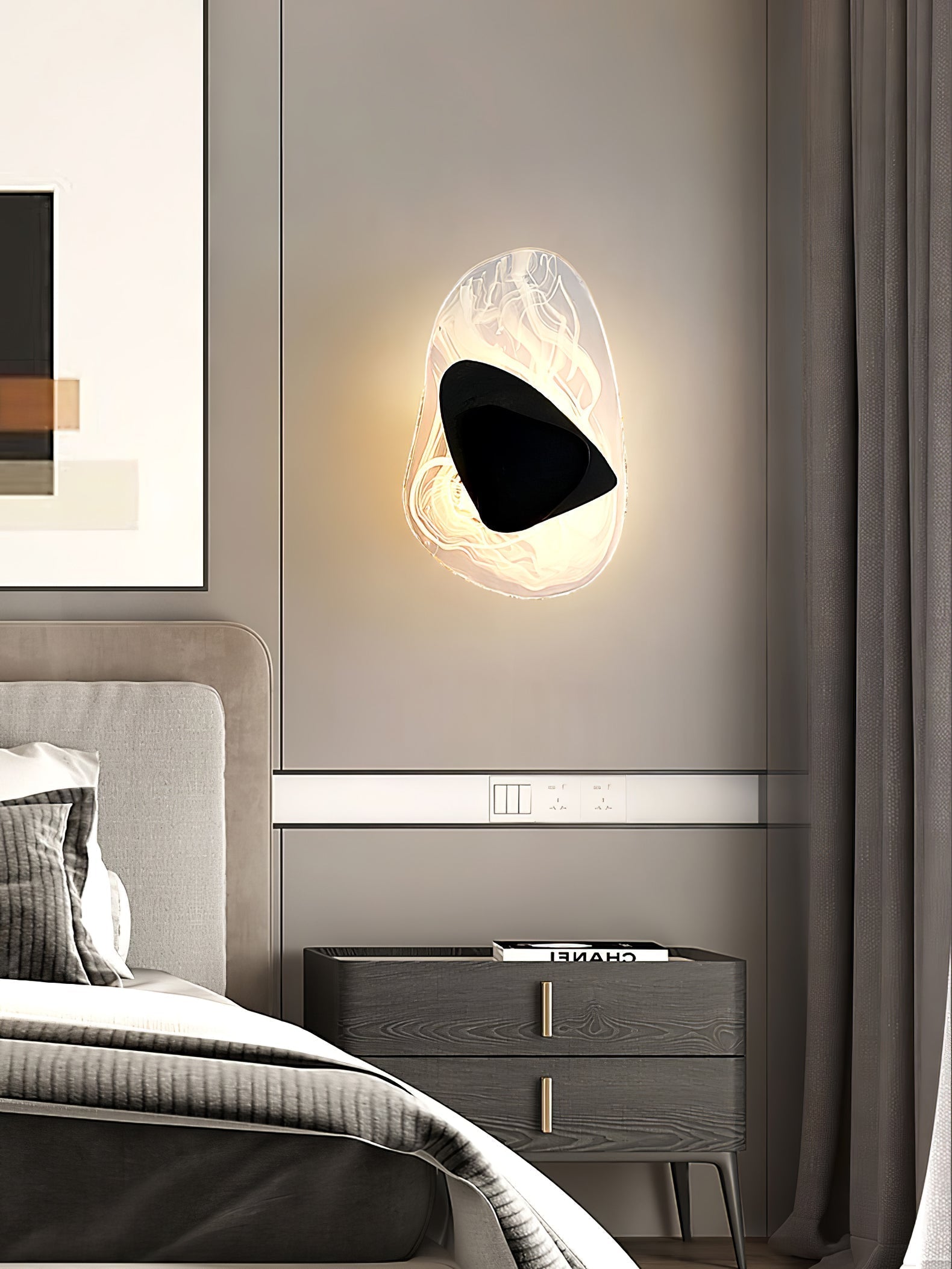 Modern Glass Globe and Metal LED Wall Sconce Set of 2 for Living Room and Bedroom Lighting