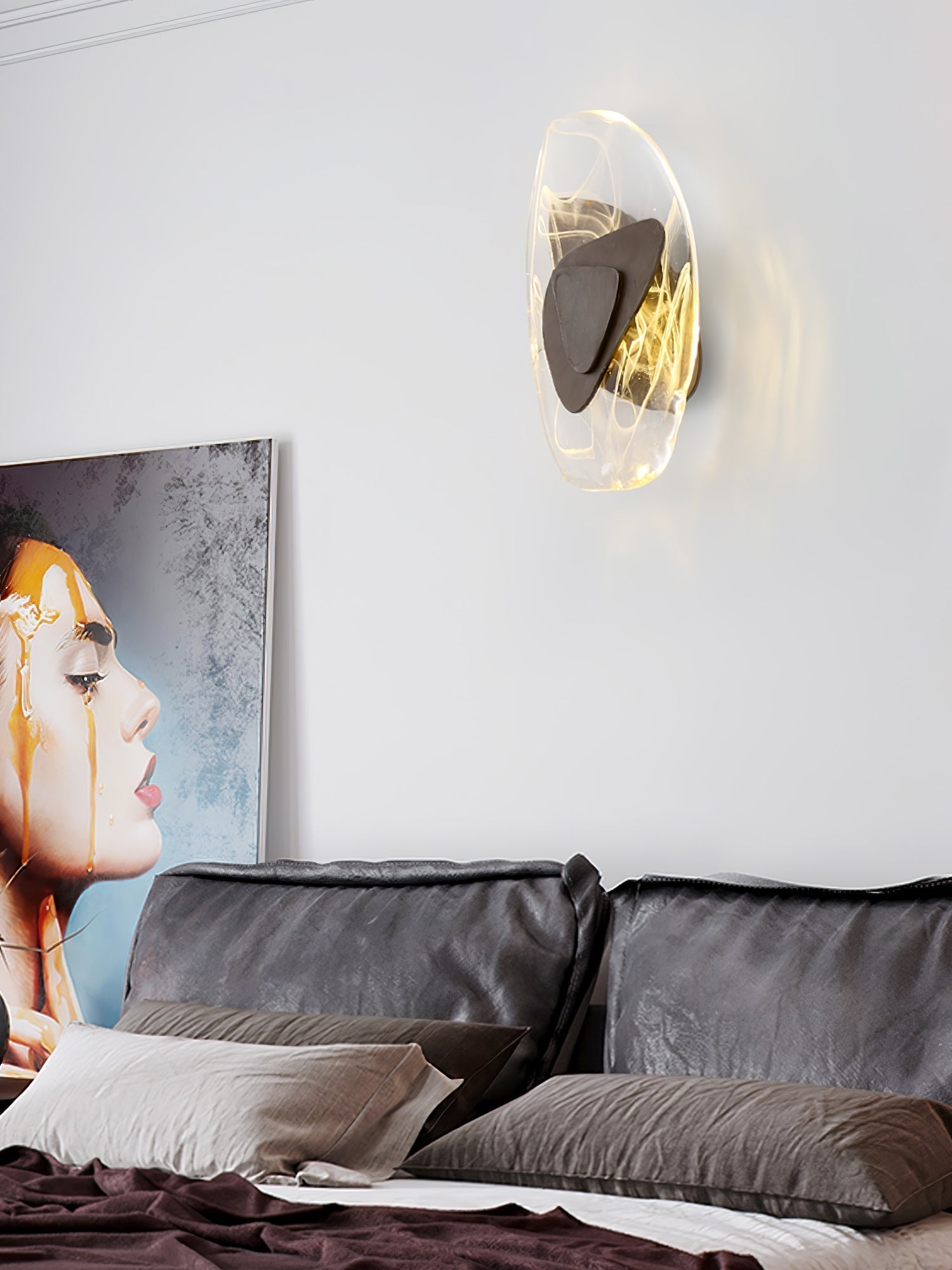 Modern Glass Globe and Metal LED Wall Sconce Set of 2 for Living Room and Bedroom Lighting