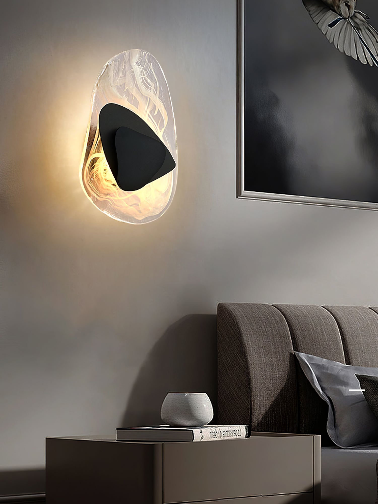 Modern Glass Globe and Metal LED Wall Sconce Set of 2 for Living Room and Bedroom Lighting