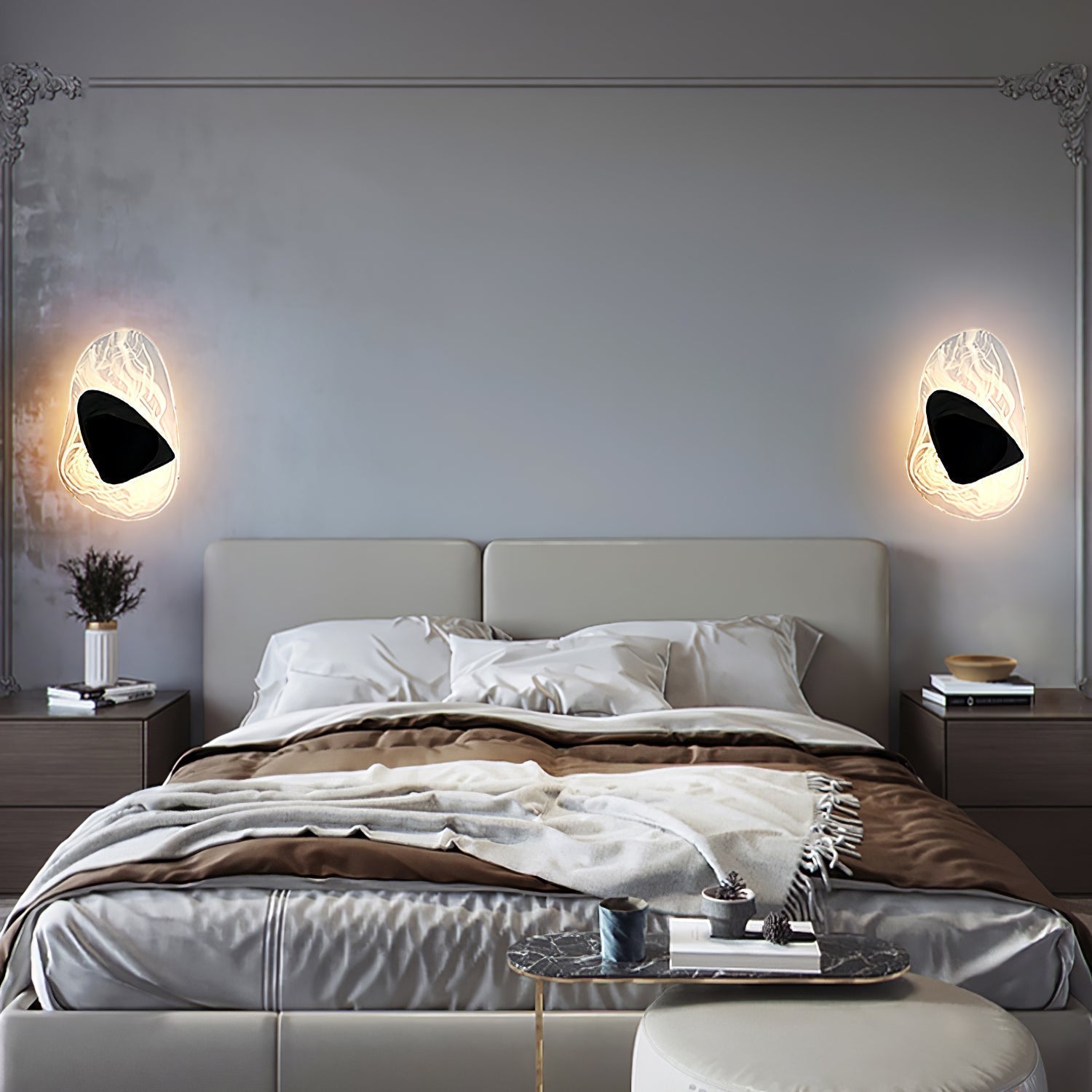 Modern Glass Globe and Metal LED Wall Sconce Set of 2 for Living Room and Bedroom Lighting