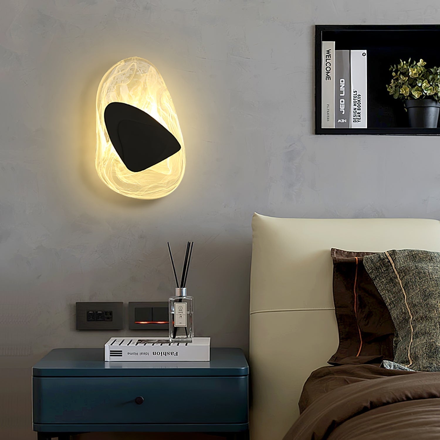 Modern Glass Globe and Metal LED Wall Sconce Set of 2 for Living Room and Bedroom Lighting