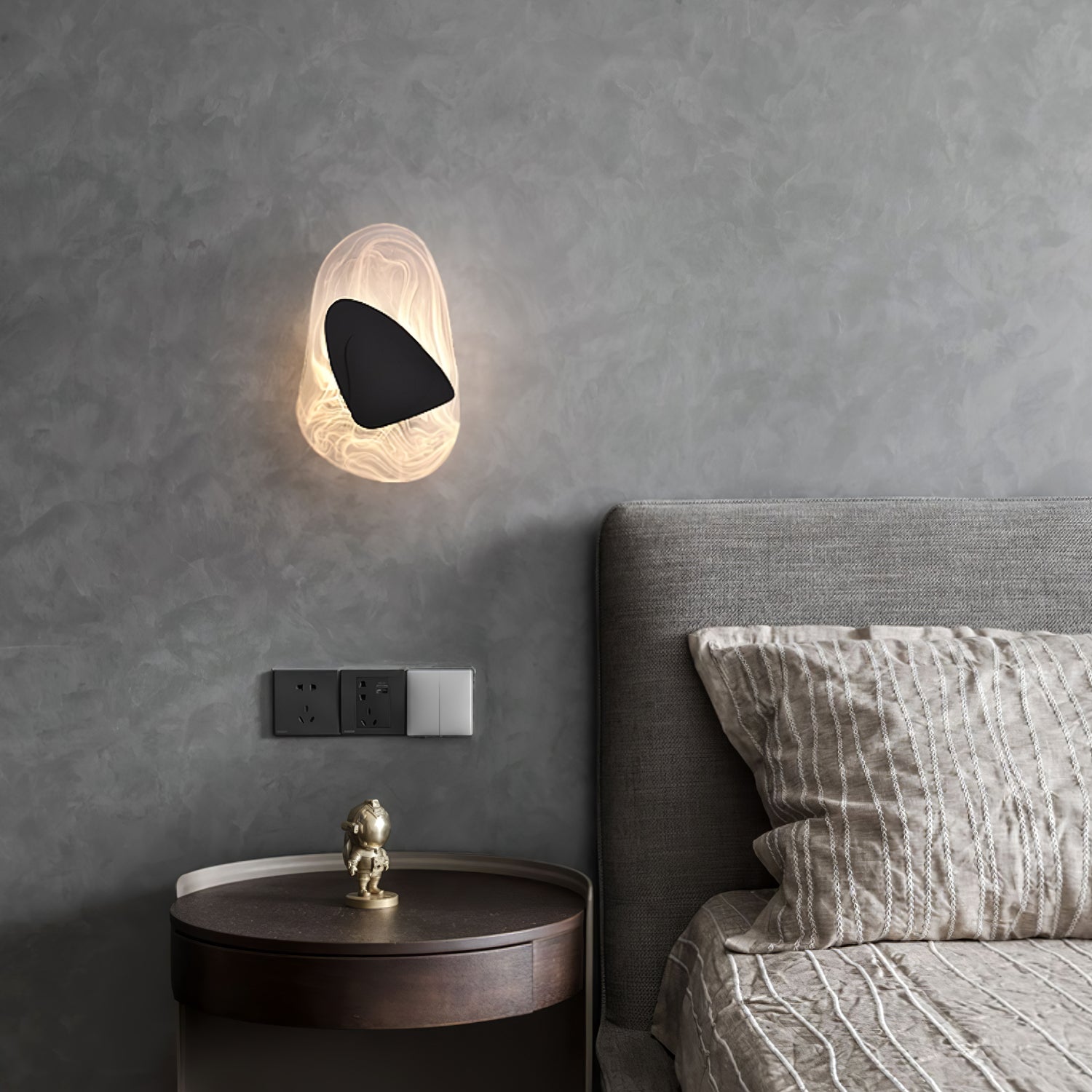 Modern Glass Globe and Metal LED Wall Sconce Set of 2 for Living Room and Bedroom Lighting