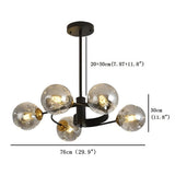 Modern Glass Globe Bubble Chandelier 5 Light Nordic Metal Pendant Ceiling Lamp for Bedroom
