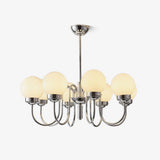 Modern Glass Globe Crown Chandelier with Elegant Chrome Curved Arms