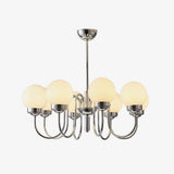 Modern Glass Globe Crown Chandelier with Elegant Chrome Curved Arms