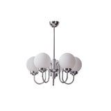 Modern Glass Globe Crown Chandelier with Elegant Chrome Curved Arms