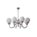 Modern Glass Globe Crown Chandelier with Elegant Chrome Curved Arms