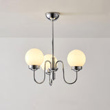 Modern Glass Globe Crown Chandelier with Elegant Chrome Curved Arms