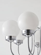 Modern Glass Globe Crown Chandelier with Elegant Chrome Curved Arms
