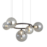 Modern Glass Globe LED Chandelier Circular 3 Color Dimming Pendant Light for Living Dining Room