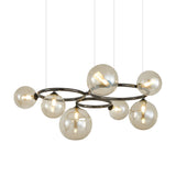 Modern Glass Globe LED Chandelier Circular 3 Color Dimming Pendant Light for Living Dining Room