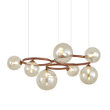 Modern Glass Globe LED Chandelier Circular 3 Color Dimming Pendant Light for Living Dining Room
