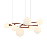 Modern Glass Globe LED Chandelier Circular 3 Color Dimming Pendant Light for Living Dining Room