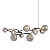 Modern Glass Globe LED Chandelier Circular 3 Color Dimming Pendant Light for Living Dining Room