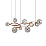 Modern Glass Globe LED Chandelier Circular 3 Color Dimming Pendant Light for Living Dining Room