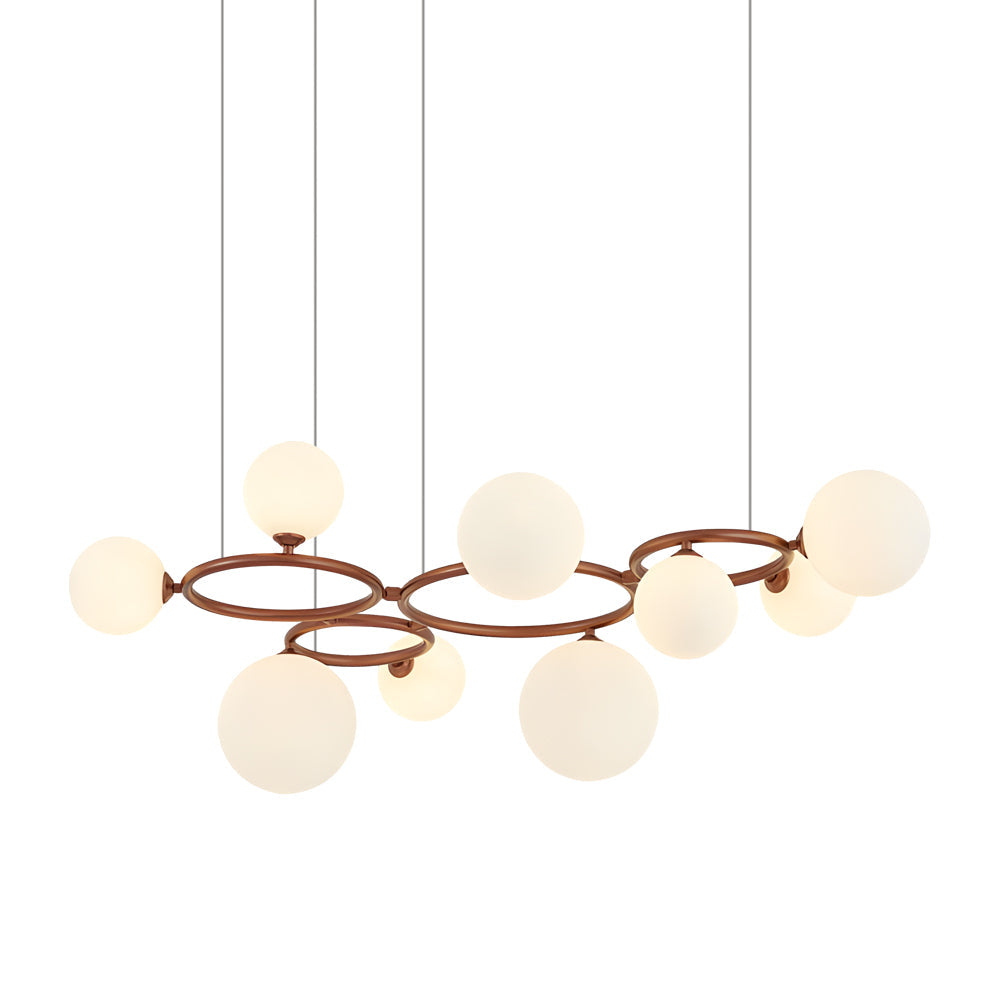 Modern Glass Globe LED Chandelier Circular 3 Color Dimming Pendant Light for Living Dining Room