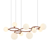 Modern Glass Globe LED Chandelier Circular 3 Color Dimming Pendant Light for Living Dining Room