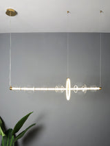 Modern Glass Globe LED Chandelier Gold Ring Pendant Light for Dining Room and Living Space