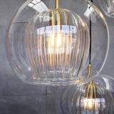 Modern Glass Globe LED Pendant Light Copper Single Head Hanging Lamp for Island Lighting
