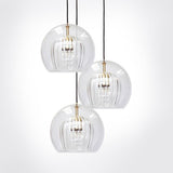 Modern Glass Globe LED Pendant Light Copper Single Head Hanging Lamp for Island Lighting