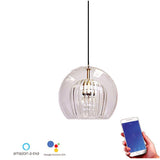 Modern Glass Globe LED Pendant Light Copper Single Head Hanging Lamp for Island Lighting