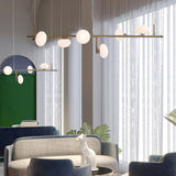 Modern Glass Globe Linear Chandelier Sphere Balance Asymmetrical Gold Pendant Light for Dining Room