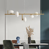 Modern Glass Globe Linear Chandelier Sphere Balance Asymmetrical Gold Pendant Light for Dining Room