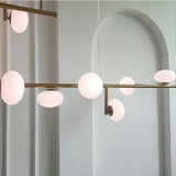 Modern Glass Globe Linear Chandelier Sphere Balance Asymmetrical Gold Pendant Light for Dining Room